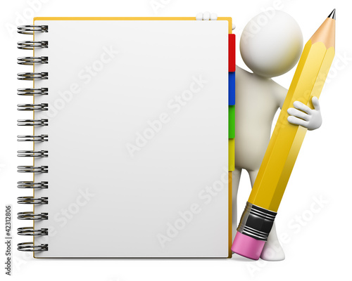 Illustration: 3D white people. Notepad 3D white people. Notepad