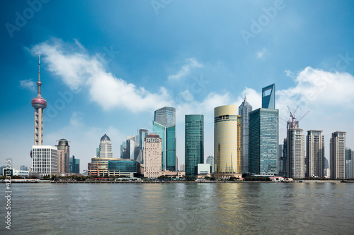 Photo: shanghai against a blue sky shanghai against a blue sky