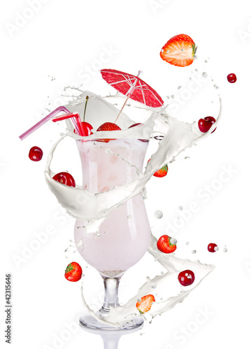 Photo: Milky cocktail, isolated on white background Milky cocktail, isolated on white background