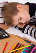 Photo: Tired schoolboy Tired schoolboy