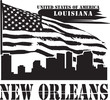 Label with name of Louisiana, New Orleans, vector