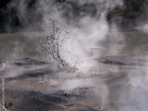 Photo: Geyser,mud and pool Geyser,mud and pool