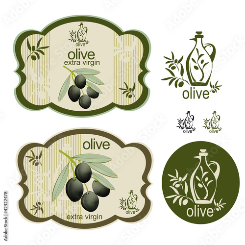 Vettoriale: Vintage black olive label set Vintage black olive label set
