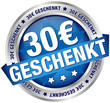 Button Banner "30 € geschenkt" blau/silber