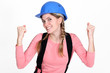 Happy female construction worker