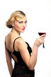 WOMAN WITH GLASS RED WINE