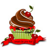 Muffin, Cupcakes mit Kirschen