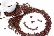 Smilie, Tasse und Kaffeebohnen