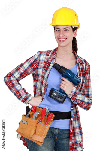 Photo: Woman with a power drill Woman with a power drill