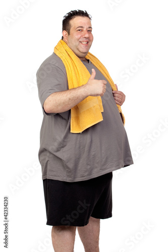 Foto: Fat man playing sport Fat man playing sport
