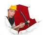 Worried man with ax