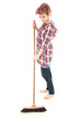 young woman with cleaning sweep, full length