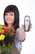 Florist with phone