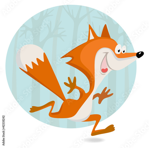 Vector: Cute little fox in the forest Cute little fox in the forest