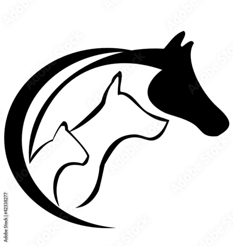 Vector: Horse dog and cat logo silhouette vector Horse dog and cat logo silhouette vector