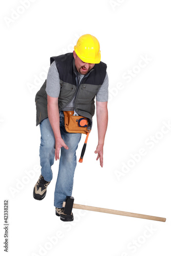 Foto: Construction worker in an accident Construction worker in an accident