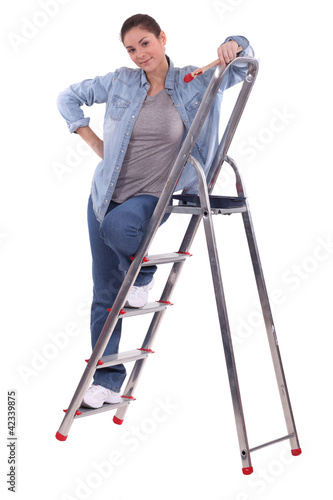 Foto: Painter standing on a stepladder Painter standing on a stepladder