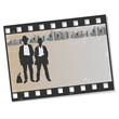 Film frame with silhouettes gangsters