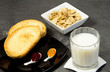 breakfast with milk,cereals and marmalade