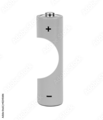 Foto: Battery AA with plus and minus sign, partially used Battery AA with plus and minus sign, partially used