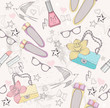 Cute fashion seamless pattern for girls.