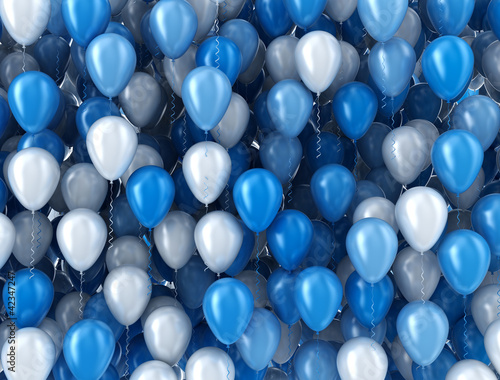 Illustration: Blue and white balloons Blue and white balloons