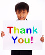 Thank You Sign As Thanks Message From Kid