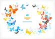 Vektor: Frame with beautiful butterflies Frame with beautiful butterflies