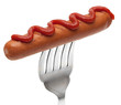 Foto: Hotdog Sausage On Fork Hotdog Sausage On Fork