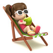 3d render of a kid drinking coconut milk