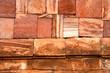 Detail einer Trockensteinmauer, Felsentempel von Badami, Indien