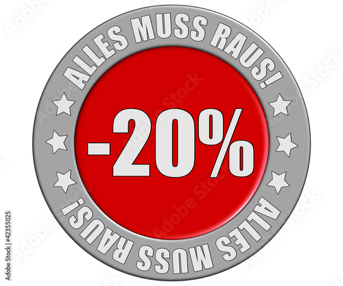 Illustrazione: Schild grau rot rt amr -20 PROZENT Schild grau rot rt amr -20 PROZENT