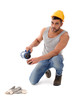 Bauarbeiter macht Pause