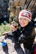 fun backpacker woman