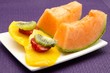 Melón,mango,fresa y kiwi