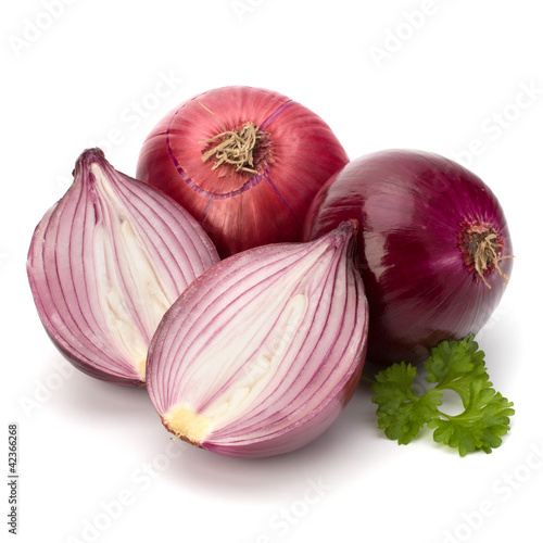 Photo: Red sliced onion and fresh parsley still life Red sliced onion and fresh parsley still life