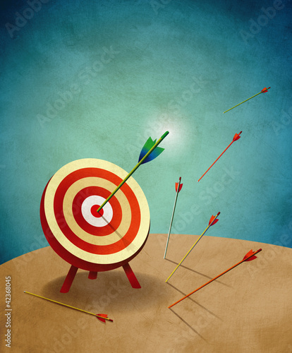 Illustration: Archery Target with Arrows Illustration Archery Target with Arrows Illustration