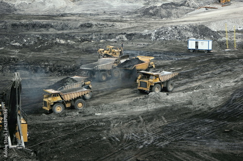 Photo: earth moving equipment in an open cast mine earth moving equipment in an open cast mine