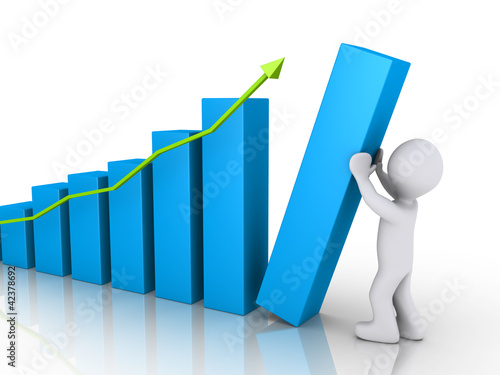 Illustration: Person putting last column of chart Person putting last column of chart