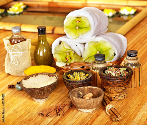 Photo: Spa still life with towel. Spa still life with towel.