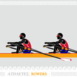 Greek art stylized rowing team at the competition