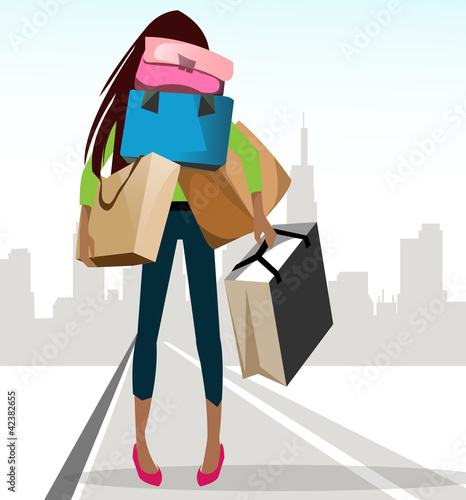 Vettoriale: Shopping girl Shopping girl