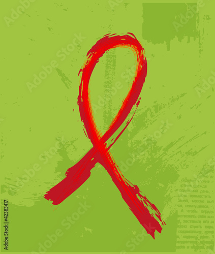 Vector: Red Support Ribbon on the grunge background Red Support Ribbon on the grunge background