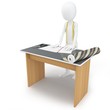 3d man tailor cutting cloth pattern