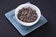 Vegan Chocolate Chips in White on Aqua