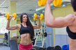 Young woman doing fitness exercises