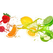 Photo: Colorful splash with fruit isolated on white Colorful splash with fruit isolated on white