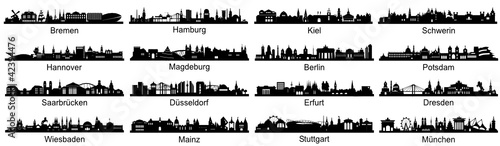 Vektor: detailed Skylines of german Capitals detailed Skylines of german Capitals
