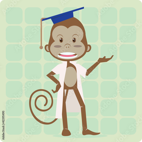 Vektor: monkey with laboratorium suit and phd hat monkey with laboratorium suit and phd hat