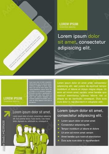 Vector: Green and gray template for advertising with business people Green and gray template for advertising with business people